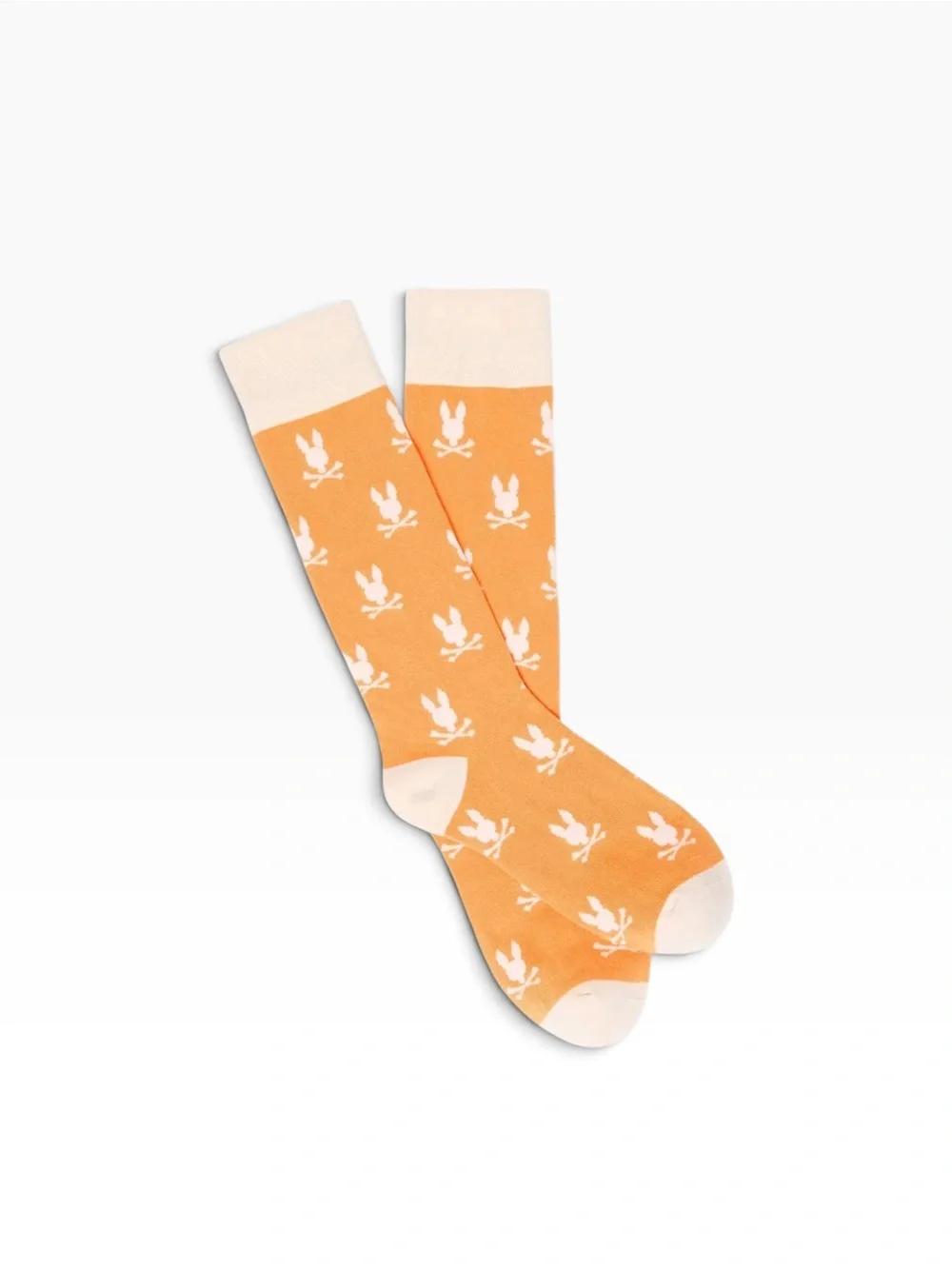 Psycho Bunny Men’s Repeating Logo Pima Cotton Blend Socks 2 pair Orange Blue NWT